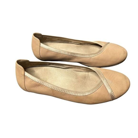 Vionic Tan Leather Flats 9.5 Slip On Nude Neutral Ballet Flats Caroll - Picture 1 of 7